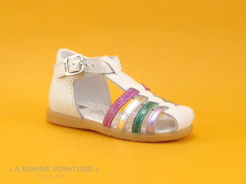 Achat chaussures Bopy Bébé Sandale, vente Bopy RITOLA Blanc Multico - Sandale fille bride salome