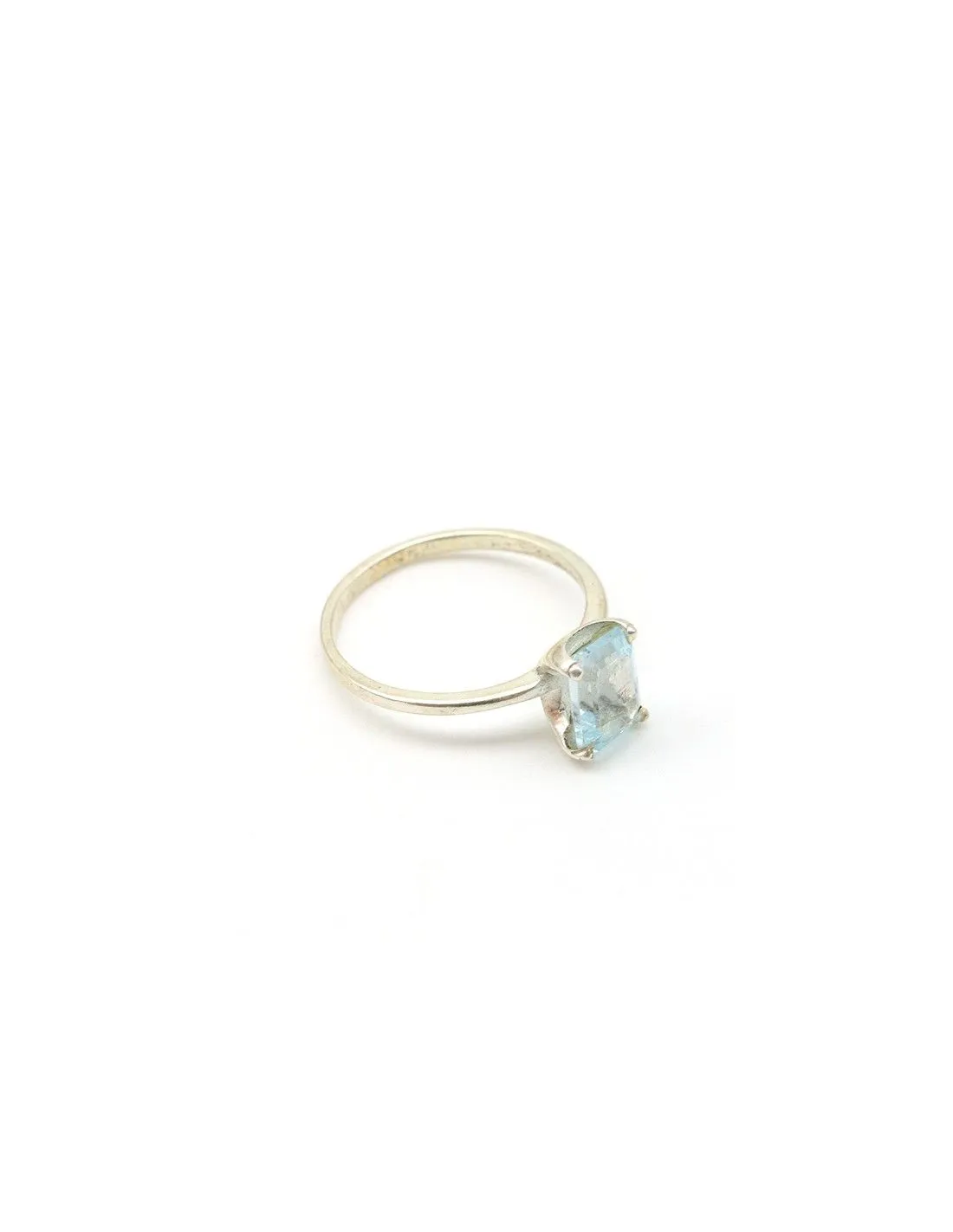 Bague argent et topaze bleue rectangle