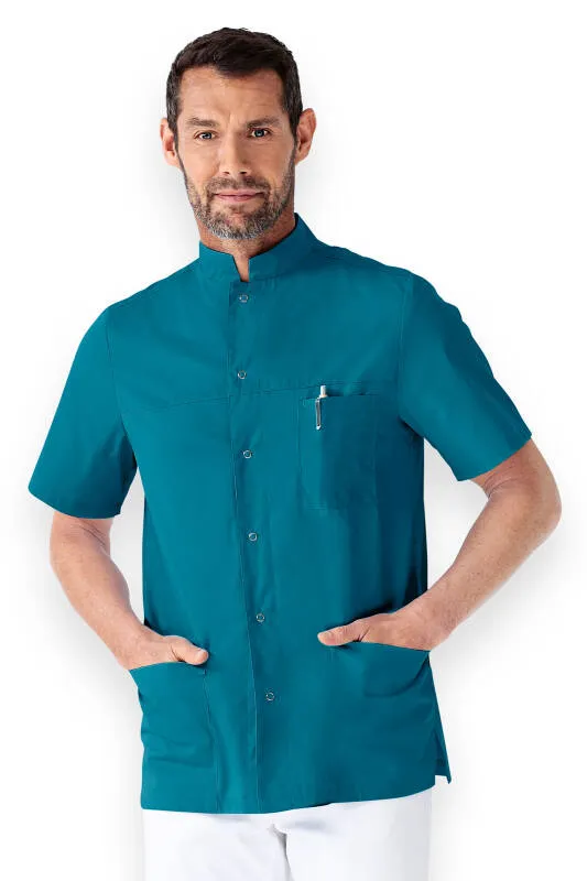 Blouse Stretch Homme - boutonnée vert pétrole