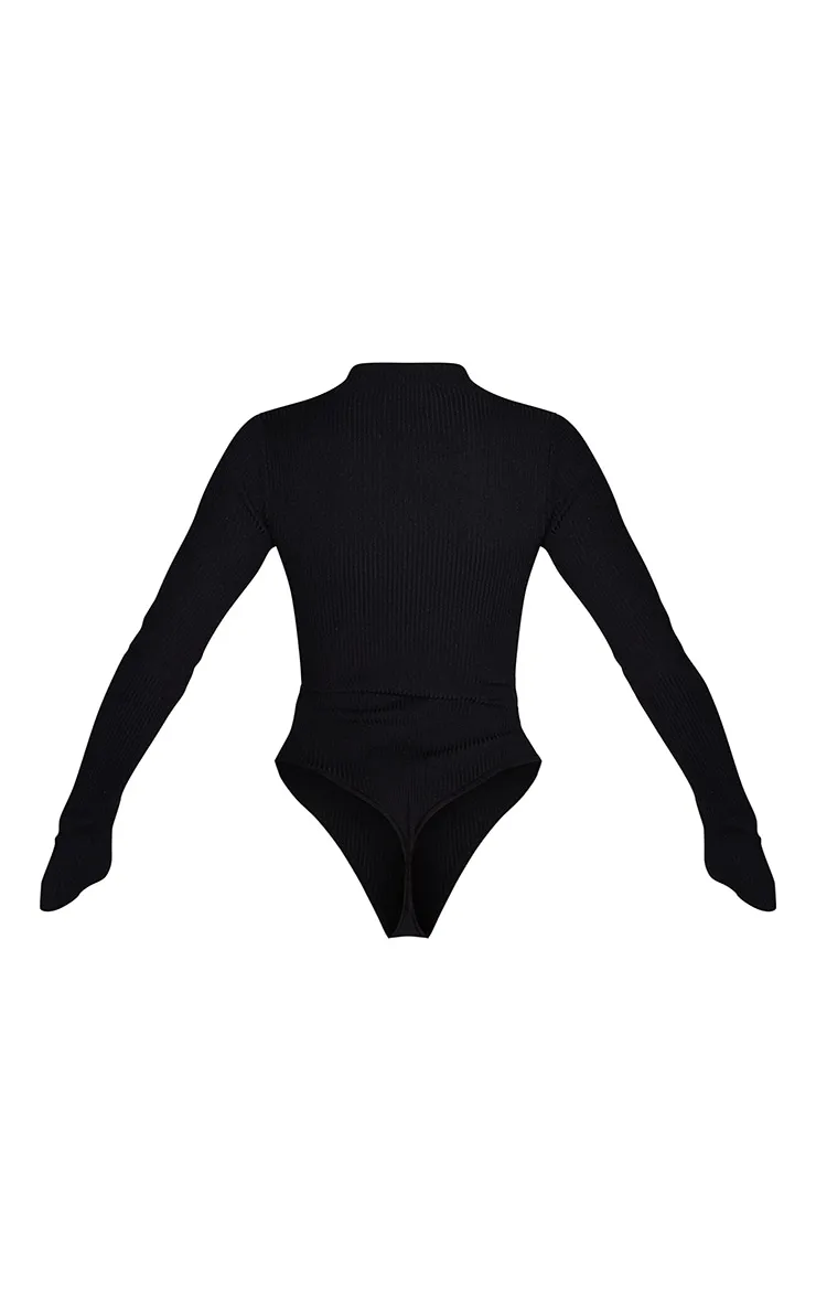 Body en maille noir à demi zip