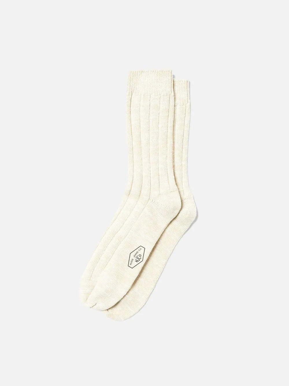 Chaussettes côtelées en coton bio | écru "men broad rib socks ecru" homme