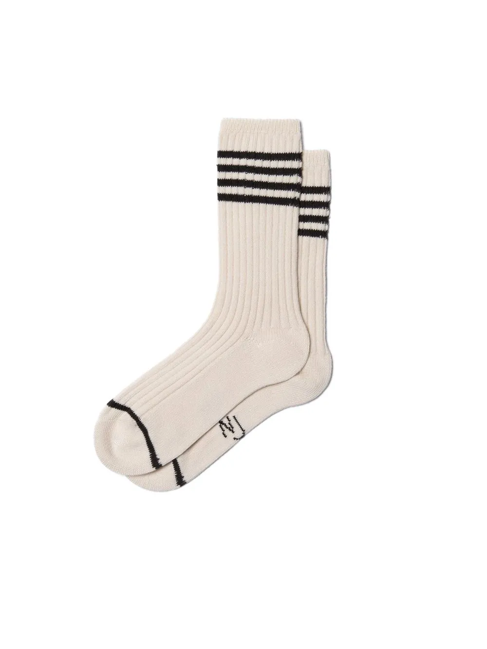 Chaussettes hautes en coton bio | écrues rayées "women tennis socks stripe offwhite/black" femme