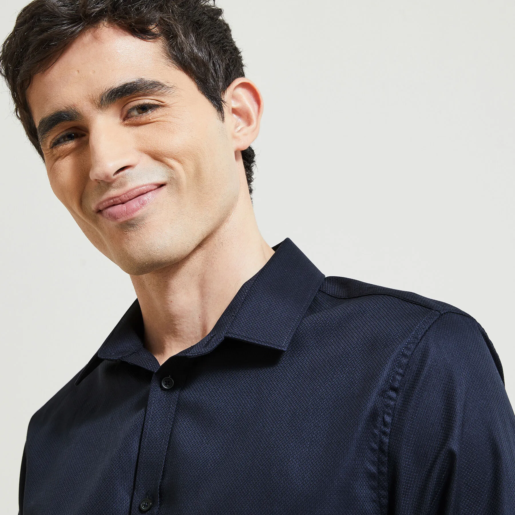 Chemise en coton unie Bleu foncé | Jules