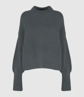 CLOSED Partager  Pull Funnel Neck Cropped Pini Green  