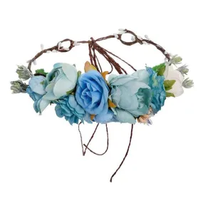 Couronne de Fleurs Bleu Ciel