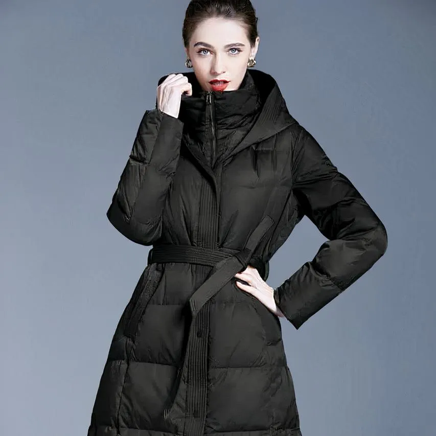 Doudoune cintrée longue rembourrée pour femme en duvet