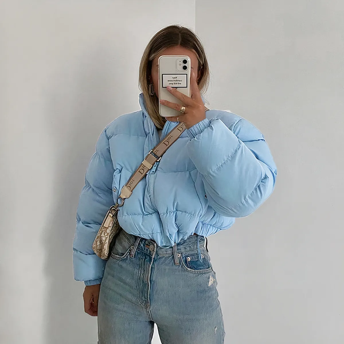 Doudoune courte bleue pour femmes • 