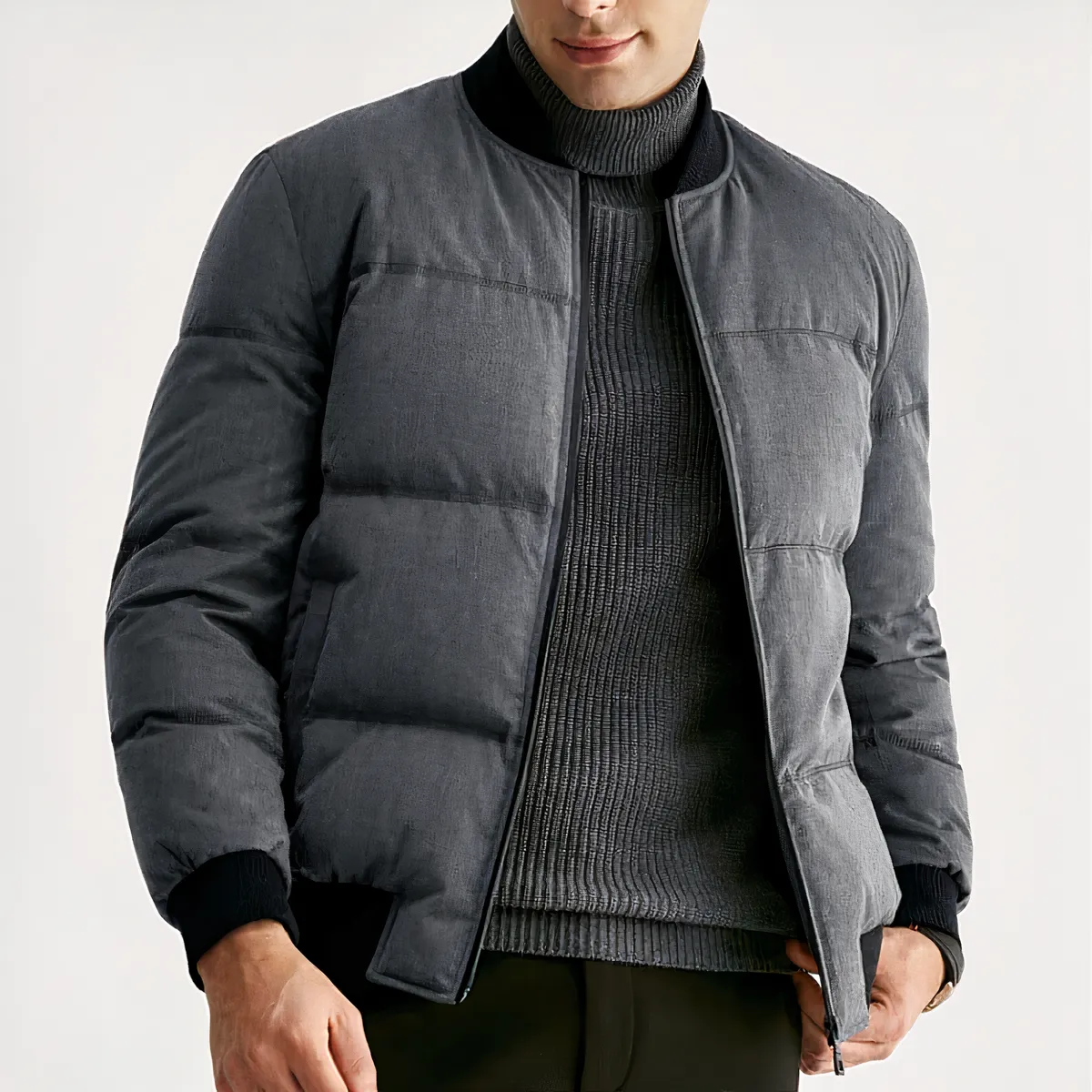 Doudoune grise fine et chaude pour homme • 