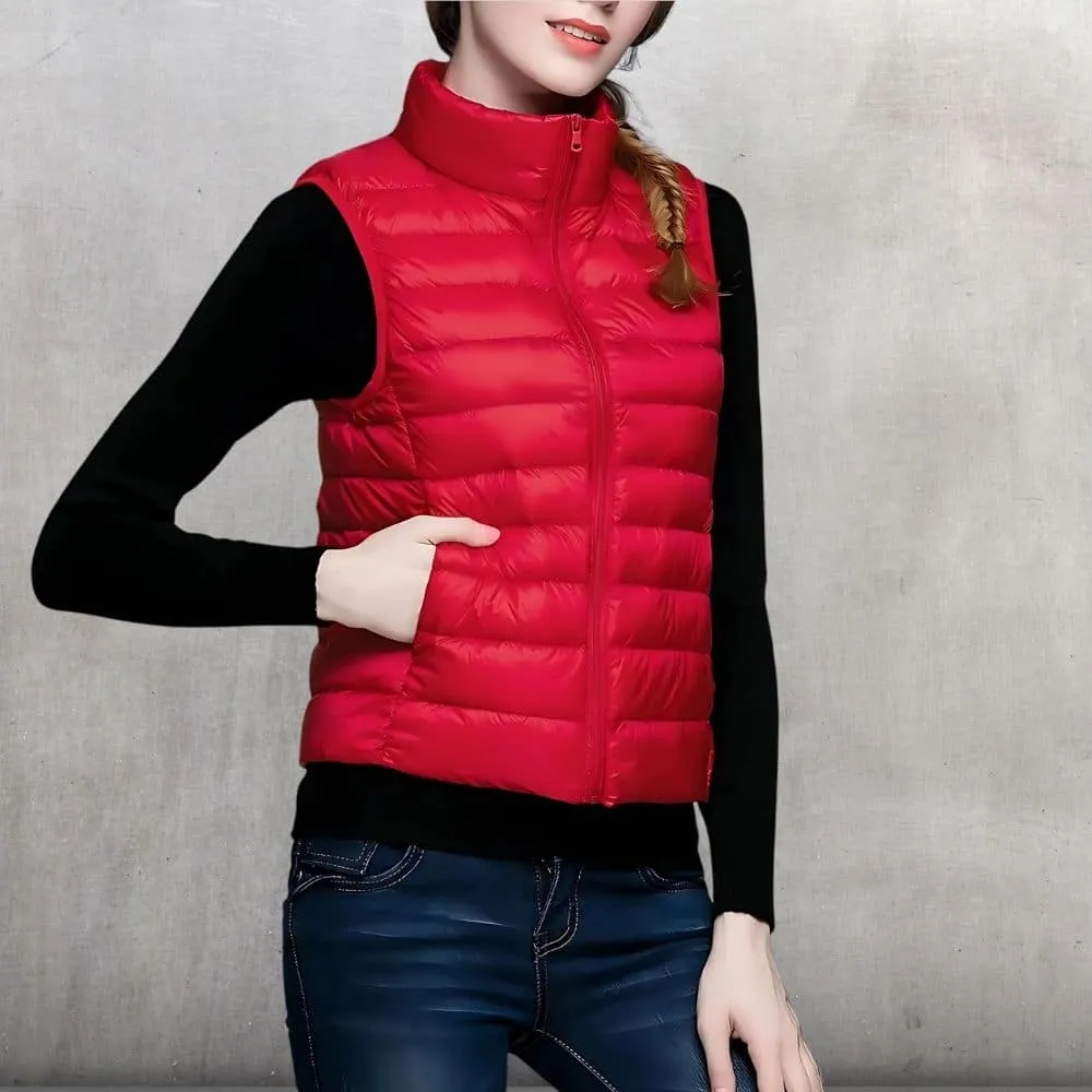 Doudoune sans manche rouge pour femme • 
