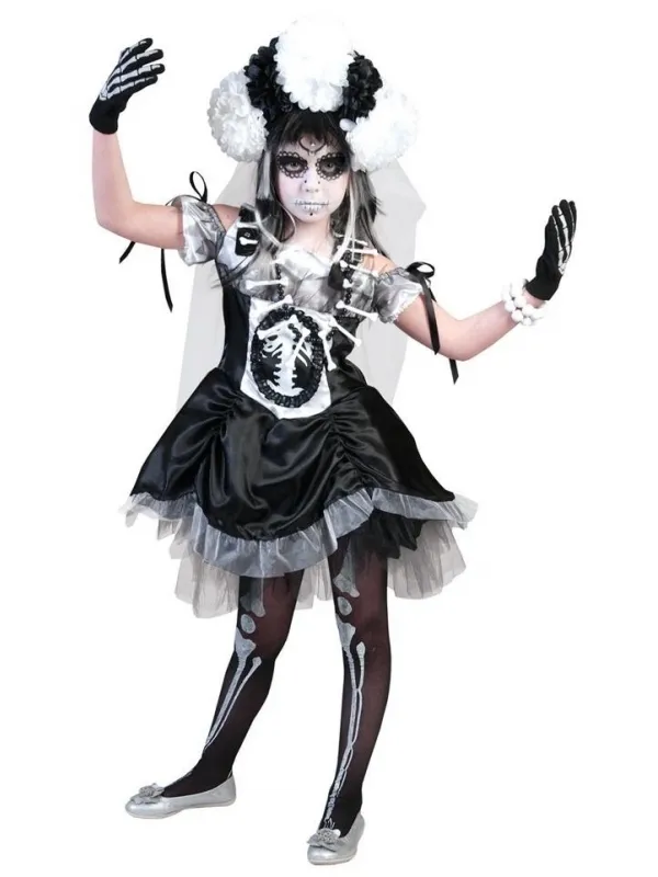 Déguisement Dia de los Muertos Fille : Mariée Squelette Mystique