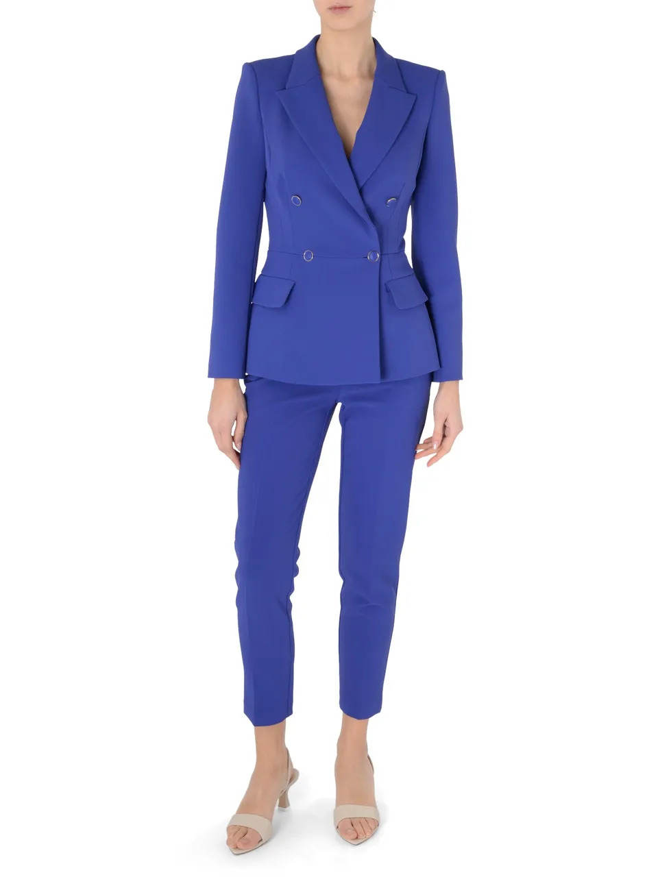 Elisabetta Franchi Veste à double boutonnage en crêpe bleu indigo
