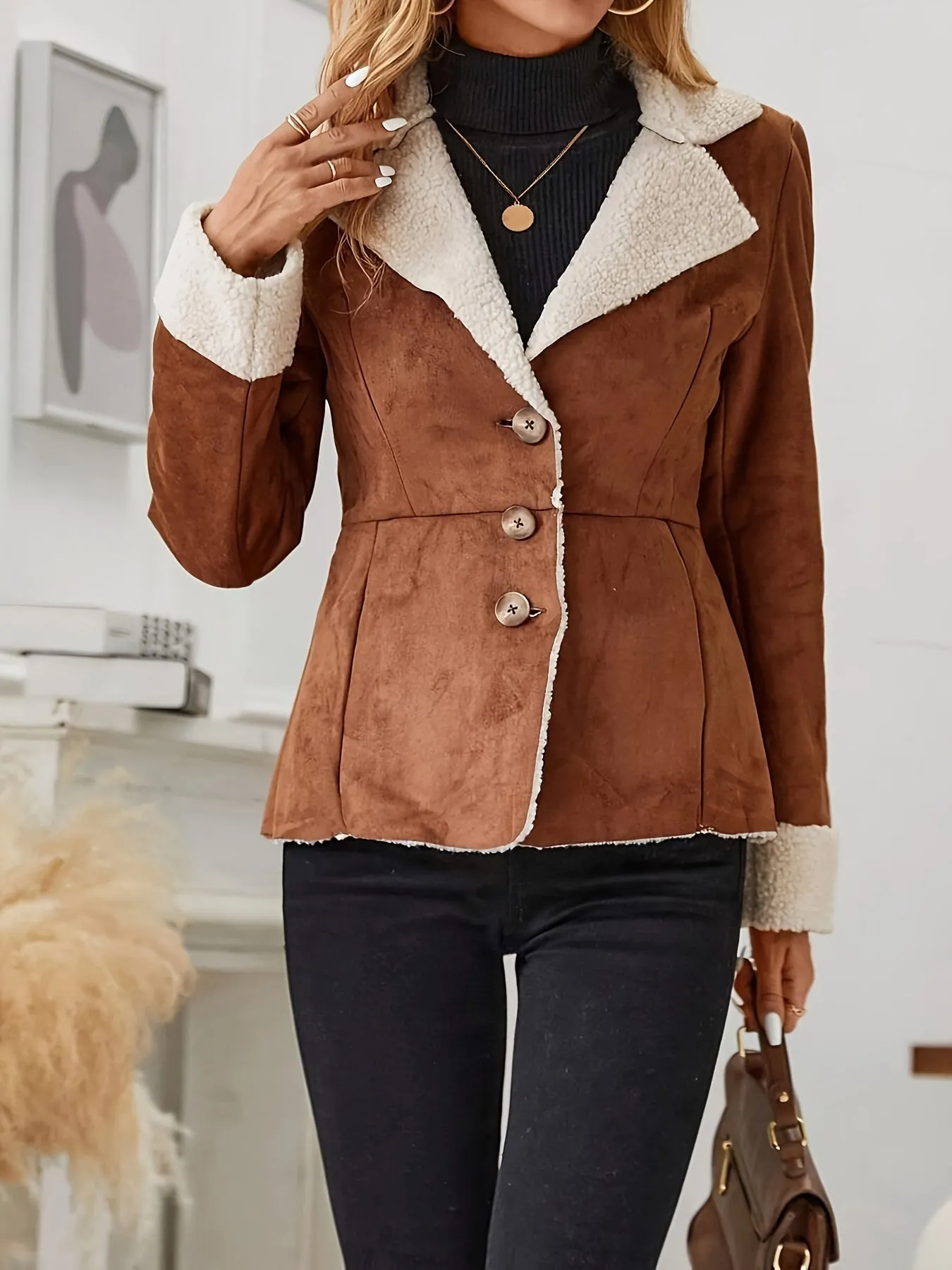 Elwira - veste thermique pour femme avec col en fausse fourrure