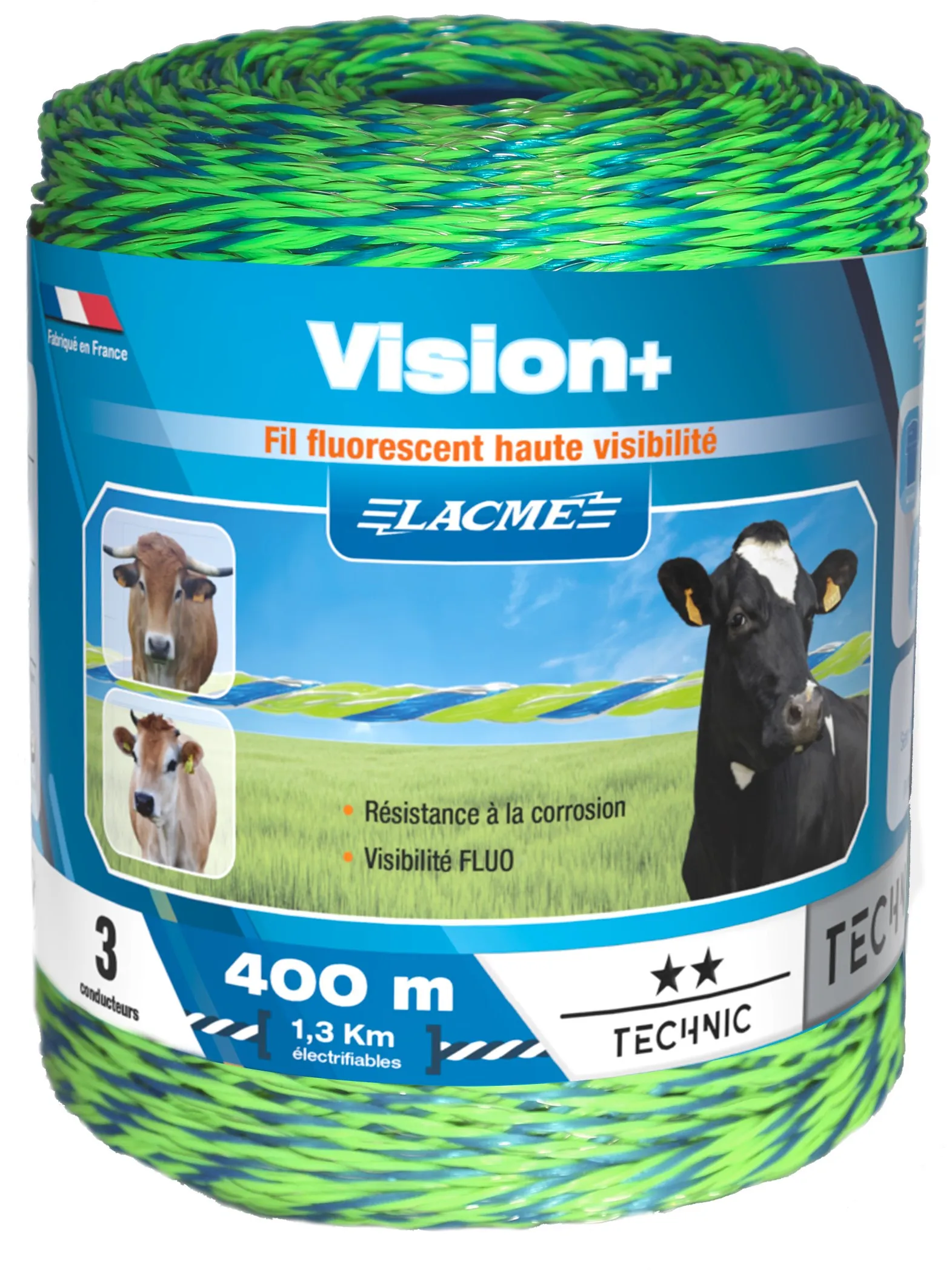 Fil Fluo vision +, fil de clôture Lacmé - Clôture électrique