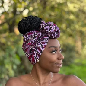 Foulard africain / Turban wax - Violet / noir