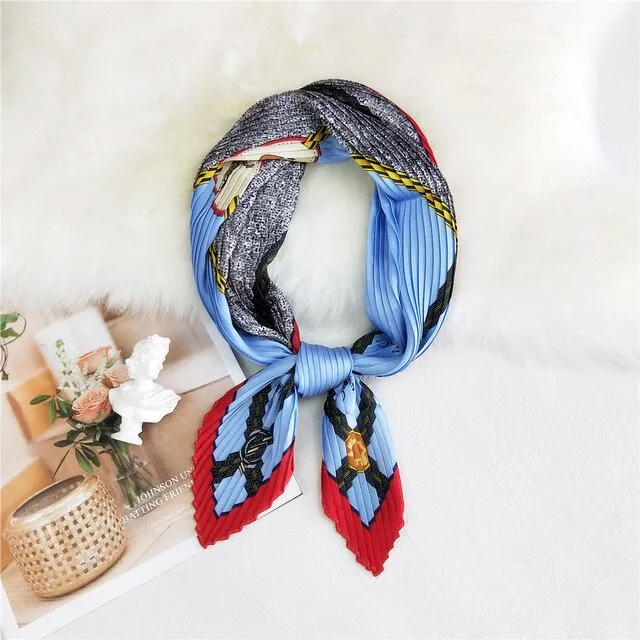 Foulard pour cheveux plissé ciel - Aglaé