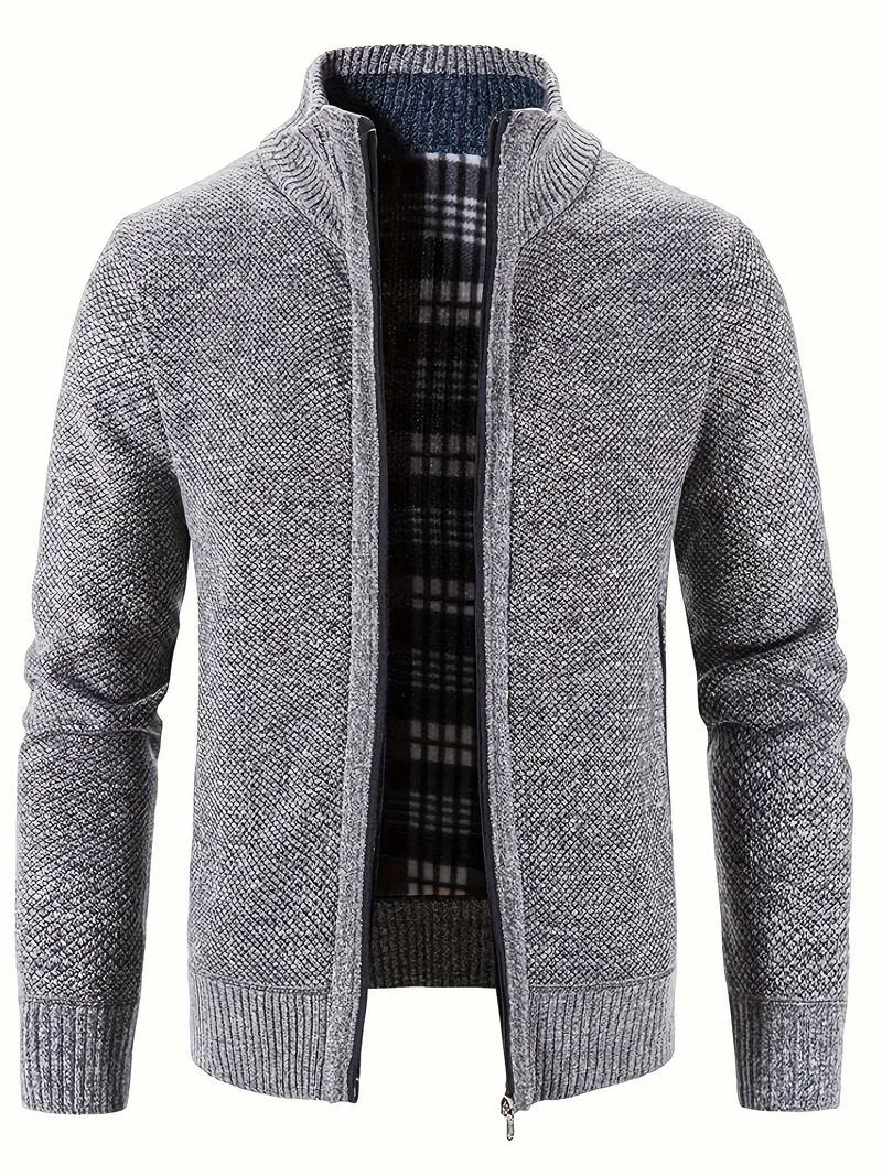 Lorenzio | Homme Cardigan élégant à col Roulé | Collier