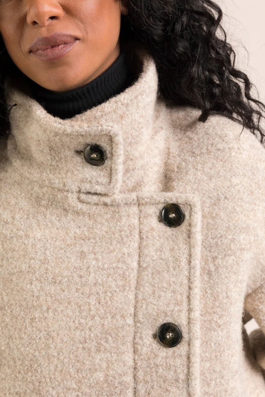 Manteau oversize en alpaga beige