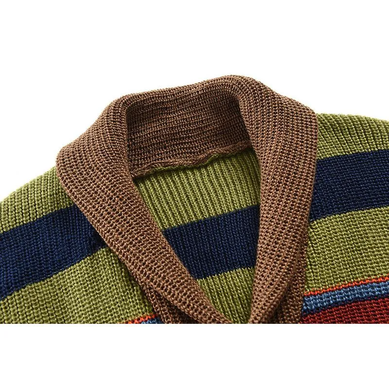 Markus | Colorblock Lapel Cardigan Sweater