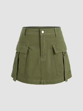  Mini Jupe Cargo Unie