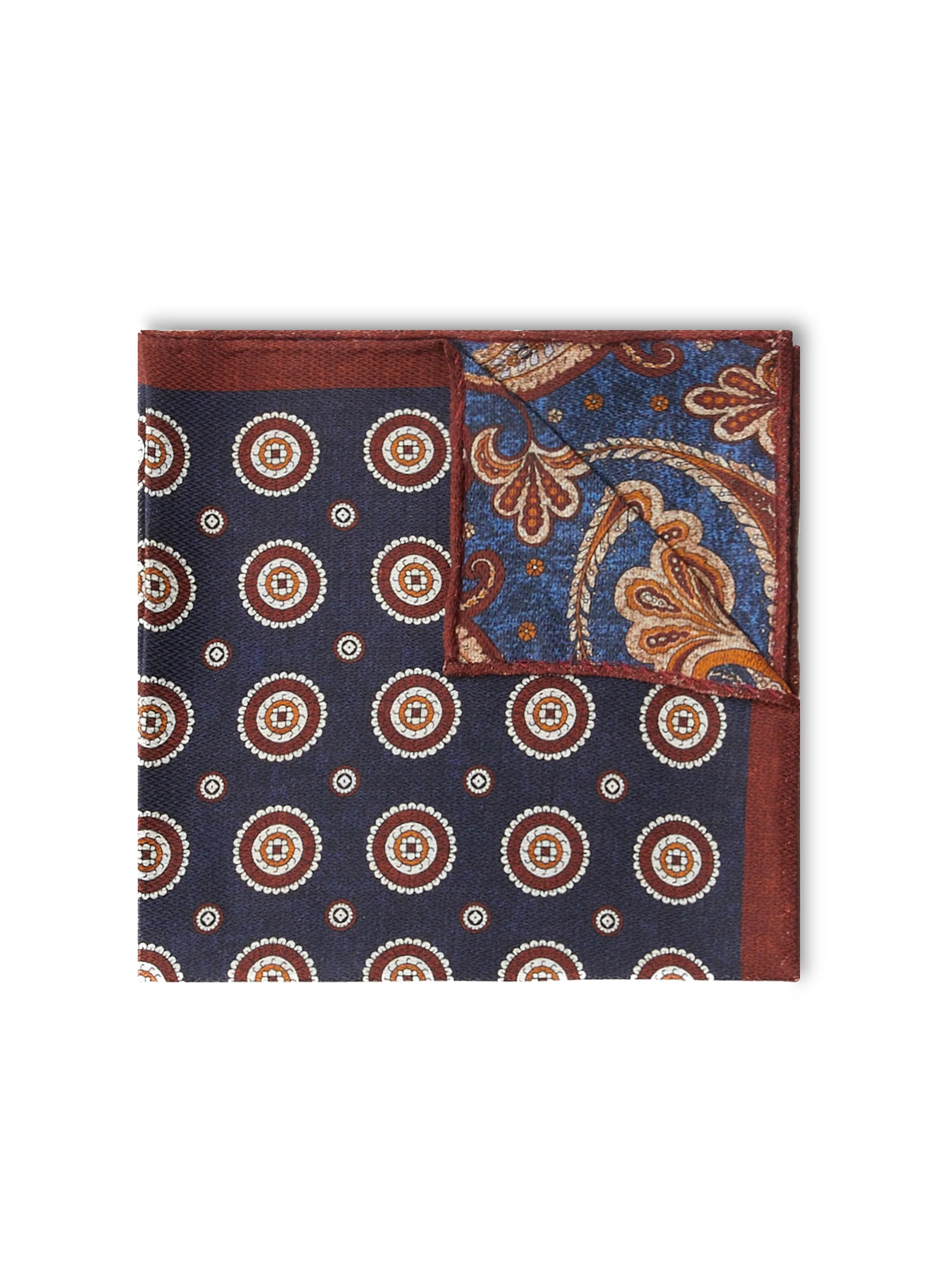 Mouchoir de poche reversible à paisley et médaillons
