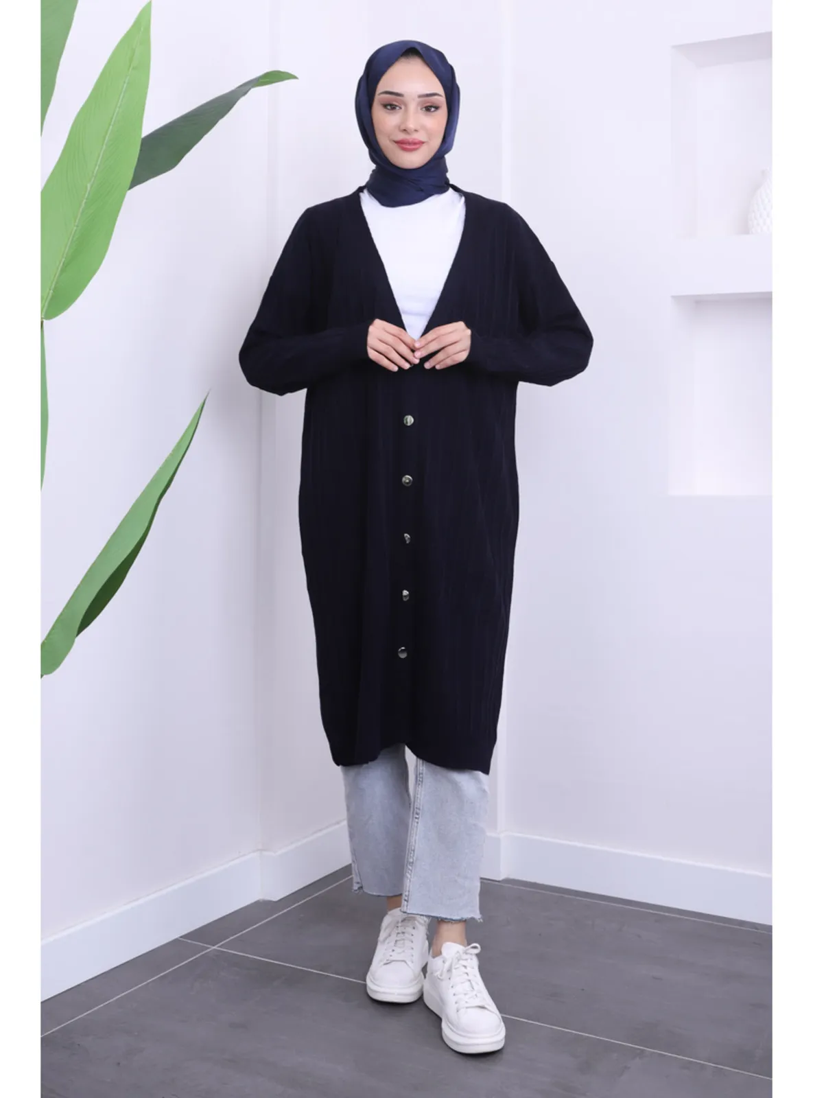 Navy Blue - Knit Cardigan
