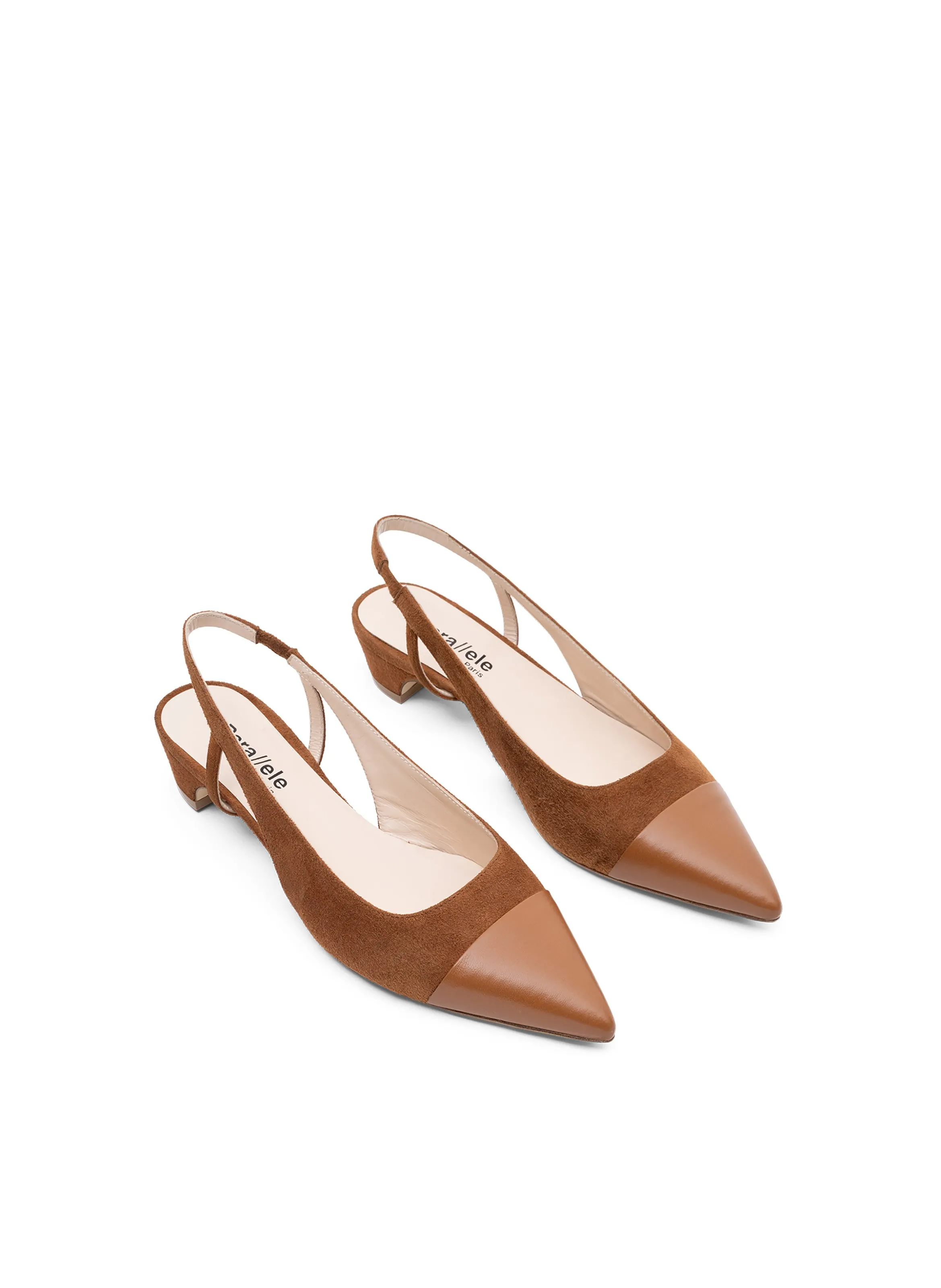 PARALLELE  Sling back back en daim polo - Marron