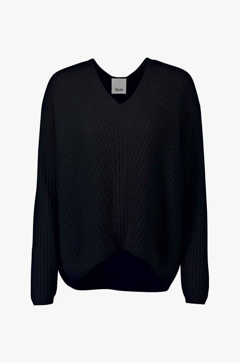 Pull boxy en cachemire à côtes chevron et col V