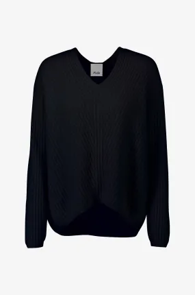 Pull boxy en cachemire à côtes chevron et col V