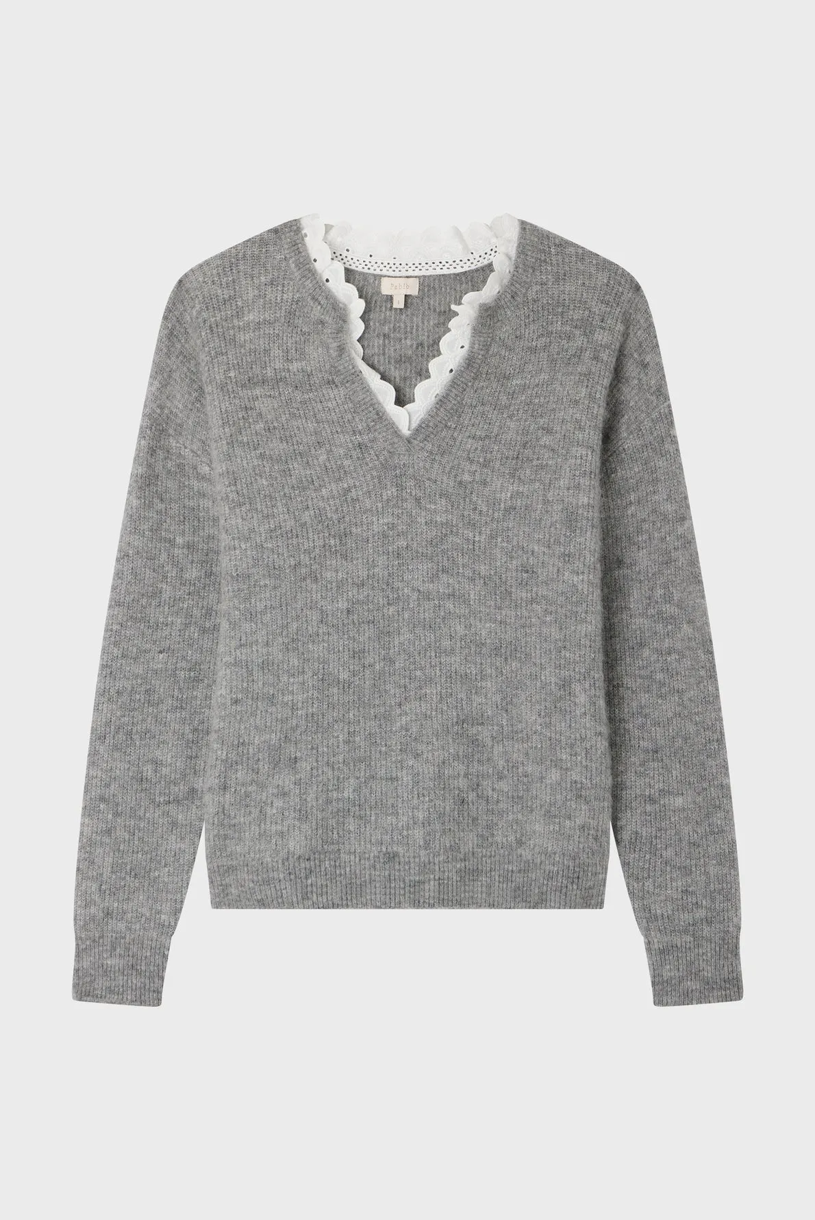 Pull mohair à col dentelle - JULETTE