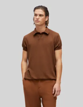 Pure Edition - Polo ambre tricot ajouré Homme