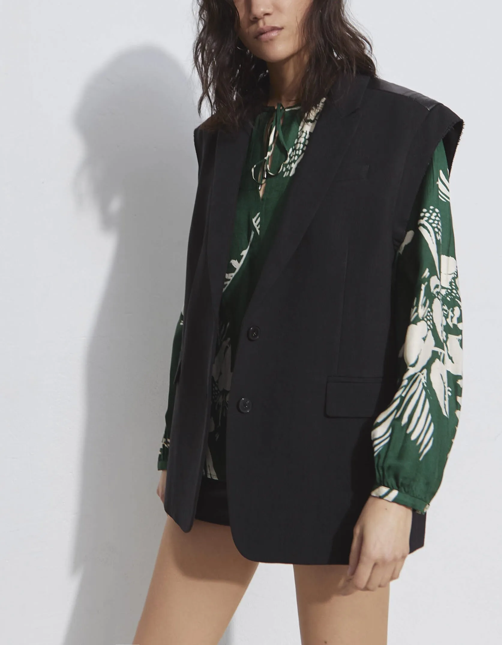 Pure Edition-Veste de tailleur noire sans manches Femme