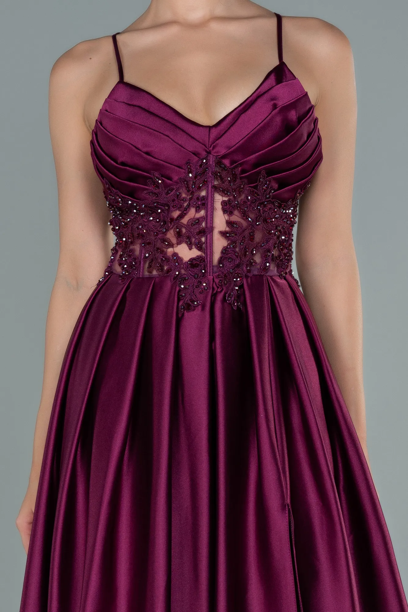 Robe de Soirée Longue Satin Émeraude ABU2583