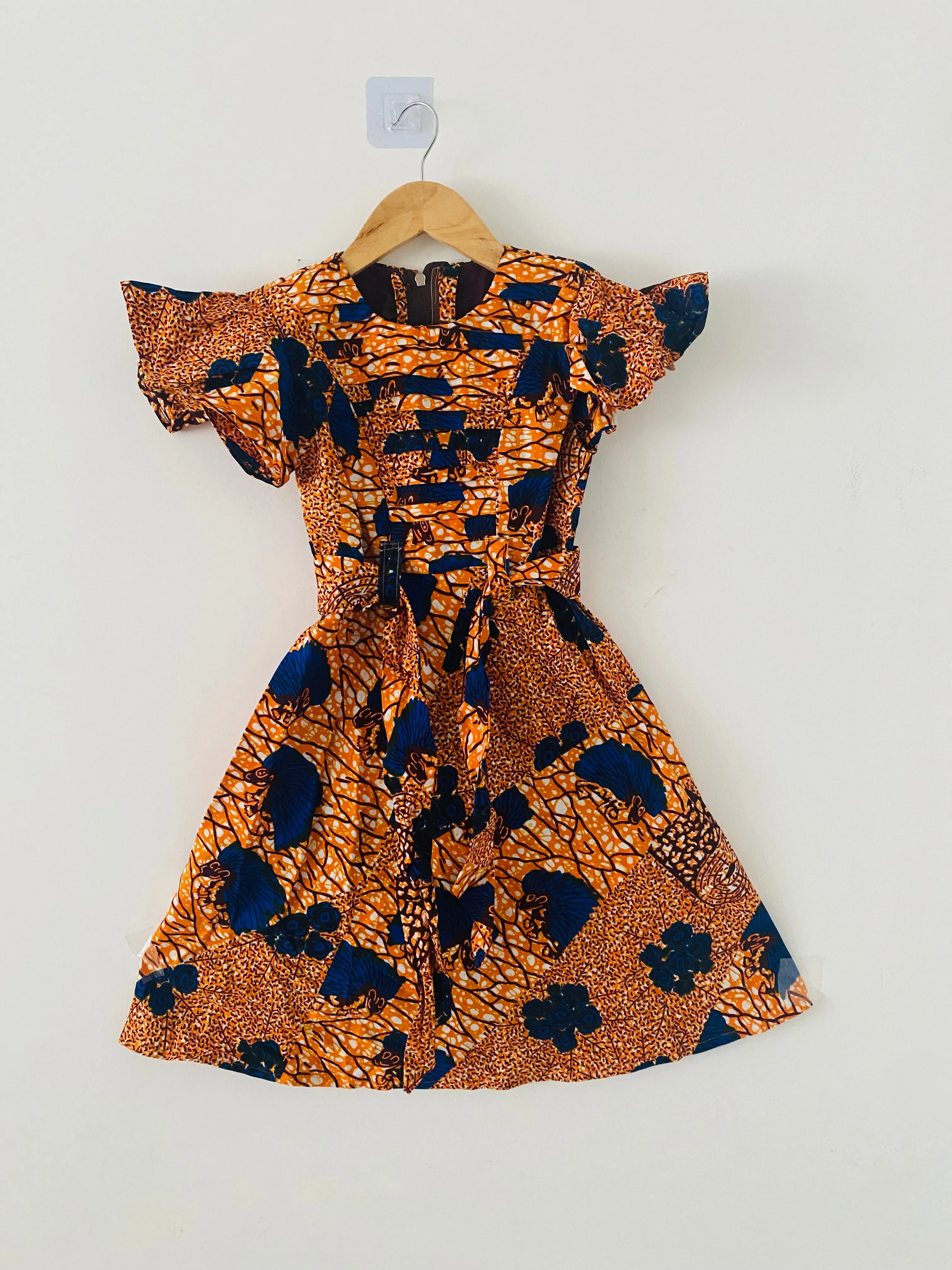Robe en wax orange - Fille