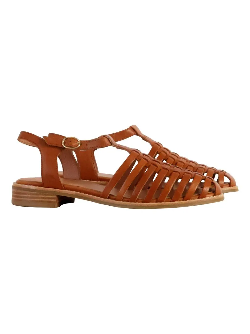 Sandale Basse Cuir Emilie Karston Jipas - Marron