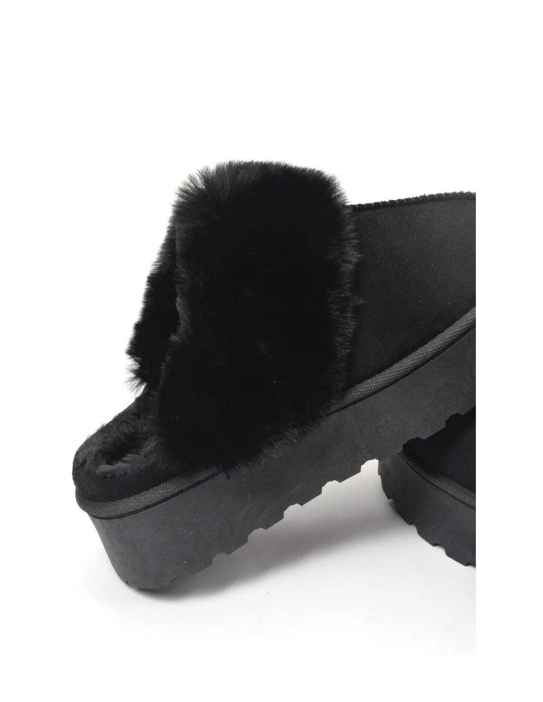 SANDALE FOURRURE NOIRE - FEMME
