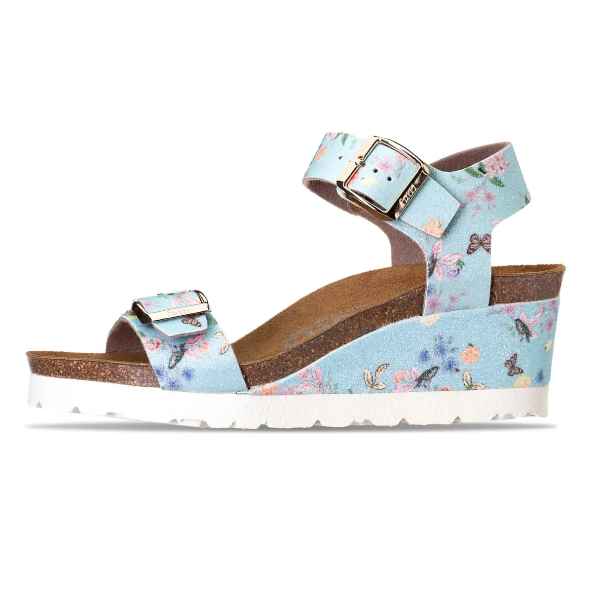 Sandales confortables compensées fantaisie - Bleu Ciel