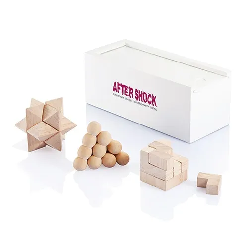 Set 3 casse-tête chinois publicitaire en bois certifié - WOODGAME Set 3 casse-tête chinois en bois certifié - WOODGAME -