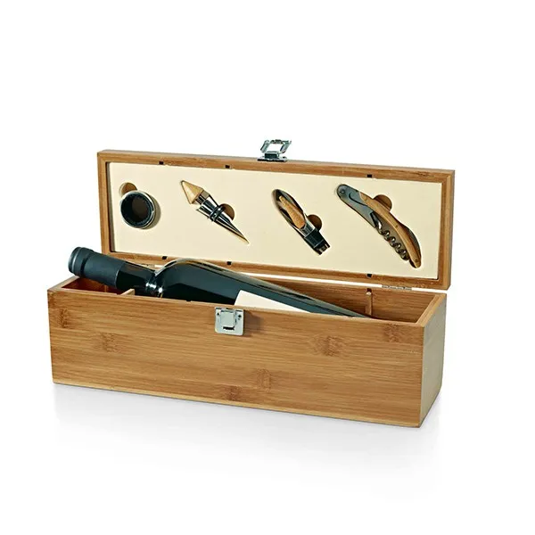 Set à vin avec compartiment bouteille personnalisé en bambou - SYRAH