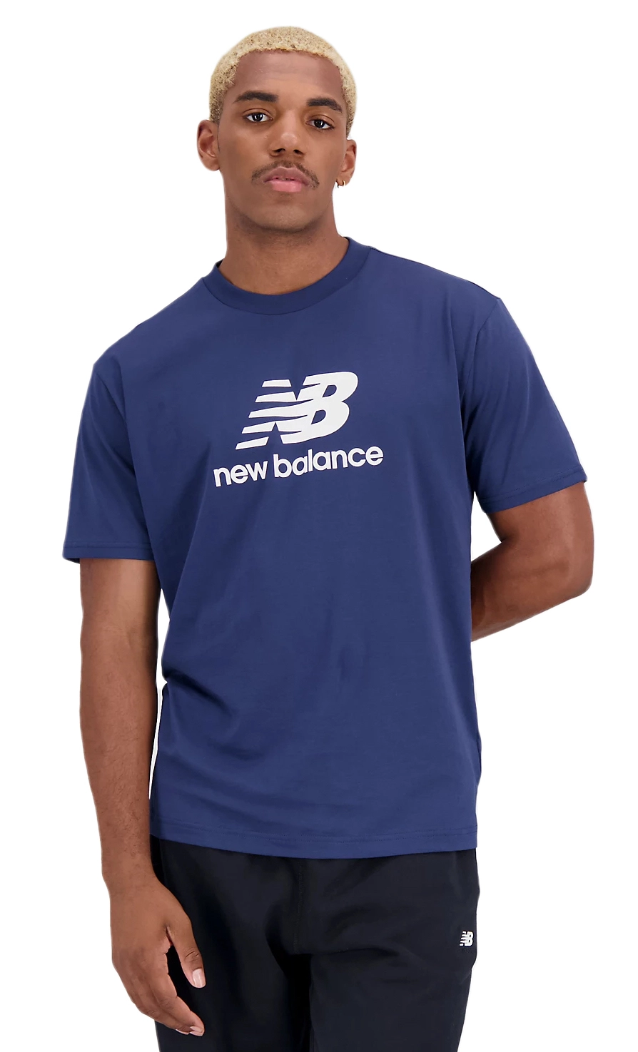 T-Shirt New Balance Homme Essentials Stacked Logo Cotton NB Navy