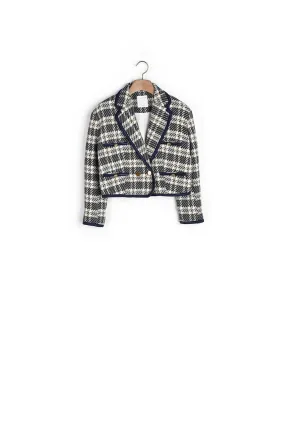 Veste courte en tweed à carreaux